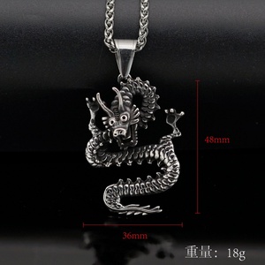 Pendentif Dragon en Acier Inoxydable, Bouclier Gardien, Collier Rétro en Acier Titane pour Homme, Bijou Thème Dieu Grec de la Guerre - Product Image 2