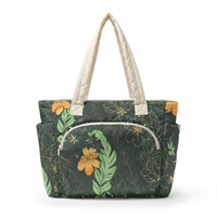 Sac fourre-tout décontracté pour femme en polyester imperméable avec imprimé lettres, style hawaïen personnalisé, motif Mokihana Lei, double fermeture éclair, poignées souples