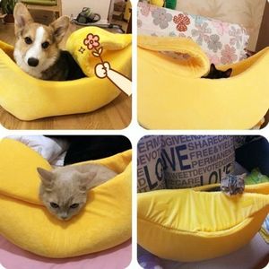 Cama Creativa y Cálida para Mascotas, Cojín de Algodón con Forma de Plátano para Dormir en Casa de Perro y Gato - Product Image 6