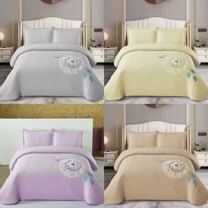 High-tech <strong>Bed</strong> <strong>Sheets</strong> <strong>Floral</strong> Pattern Stripes Combined Hand-embroidered Flowers Waterproof Bedding Set Luxurious <strong>Bed</strong> Cover - Product Image 2