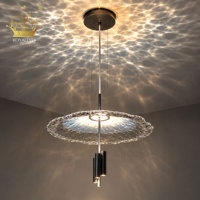 Lustre moderne en verre ondulé, suspension artistique en disques de verre, lampe suspendue de luxe pour hall d'hôtel, salon, restaurant
