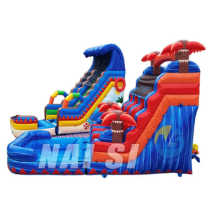 Toboggan aquatique gonflable double piste Tropical <span class=keywords><strong>Laguna</strong></span>, avec zone de saut et château gonflable, pour fêtes et jardin, toboggan aquatique humide et sec - Product Image 3