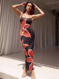 Style européen et américain 2025 été nouvelle robe de sirène mince sexy à imprimé floral croisé pour femmes - Product Image 6