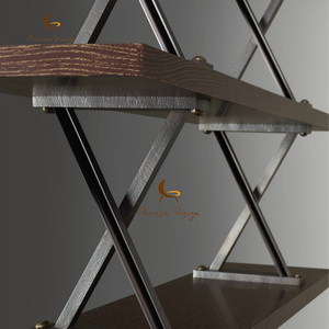 Customizable Solid Wood Bookshelf <b>Shelf</b> Saddle Leather Ash Multi-Tier Wave Decorative - Product Image 2