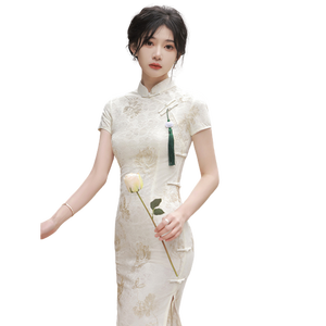 chinese dress ladies Blush Pink Lace Qipao main image 0