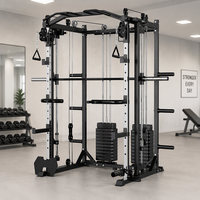 Système de musculation multifonction Smith Machine, rack à squats robuste, banc de musculation, équipement de gym commercial en acier inoxydable pour les bras, la poitrine et les jambes