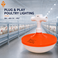 Lampe LED pour volailles 9W 48V DC IP67 Étanche Plug and Play Dimmable 0-100% Sans Scintillement pour Poulaillers et Cages à Poules Pondeuses