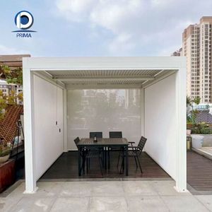Pergola en alliage d'aluminium de style méditerranéen Prima, texture rugueuse, résistante au soleil, imperméable, abri teinté pour villa côtière et cour - Product Image 6