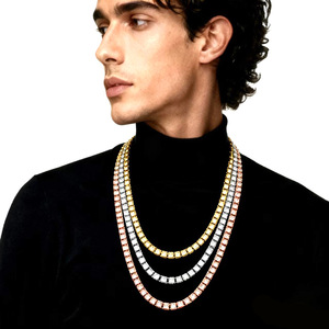 Pulsera de accesorios geométricos estilo hip-hop, collar tipo tenis, collar de joyería sencilla para hombre de estilo europeo y americano. - Product Image 1