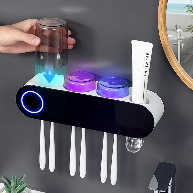 Hot sales Wall Mounted Tooth Brush Sterilizer Cleaner Sterilization And Rechargeable Cordless Bathroom Toothbrush Holder