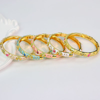 Gelang Rantai Bunga Berlapis Emas Cicily Old Beijing Alloy dengan Zirkon, Enamel, dan Filigree, Gaya Kota Terlarang