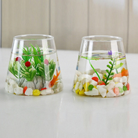 Vase cylindrique en verre transparent fait à la main moderne de qualité en gros 3 pièces ensemble de terrarium en verre pour la décoration intérieure Vase de table