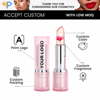 Rouge à lèvres magique à fleurs changeantes de couleur, à fleurs séchées et feuilles d'or, résistant à l'eau, longue tenue, OEM ODM, vente en gros pour salons