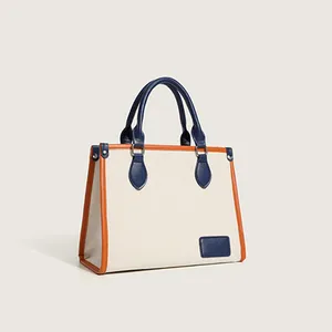 Borsa Tote in tela dal Design unico all'ingrosso borsa Tote di lusso con manico in pelle da donna di marca famosa con tracolla