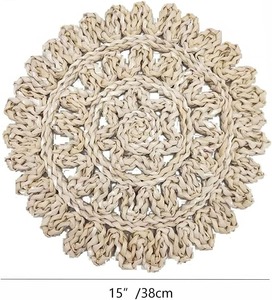 Table Heat Insulated Pad Flower Shape Rattan Table <b>mat</b> Natural Corn Husk Woven Place <b>mat</b> Handmade Kitchen Dining Table - Product Image 4