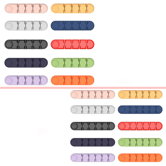 DS2354 Colorful Cable Clips Cable Management USB Cable Holder Wire Organizer Cord Holder Silicone Self Adhesive Cord Organizer