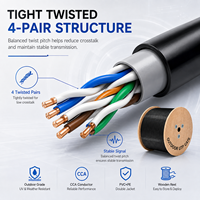 Cable CAT6 de 1 Gbps y 250 MHz para Exteriores, con Cubierta de PVC Negra, Cable Ethernet LAN con Conductor CCA y Separador Cruzado para Router y Switch de Red