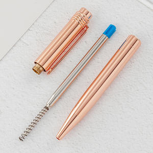 Stylo bille métallique de luxe pour affaires en or rose, largeur d'écriture 1,0 mm, impression de logo personnalisable - Product Image 4