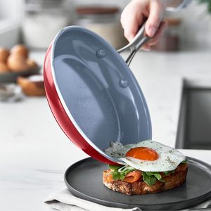 Poêle à frire antiadhésive en alliage d'aluminium durable de 24cm 28cm 30cm avec couvercle en verre-Batterie de cuisine résistante à la chaleur pour poêle de cuisson professionnelle - Product Image 4