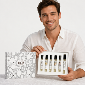 Caja de Muestras de Perfume Personalizada, Impresa en Blanco y Negro, con Inserto, Juego de Regalo con 6 Frascos de Fragancia Roll-On, Empaque de Papel de Lujo - Product Image 3