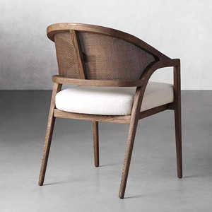 Fauteuil <span class=keywords><strong>en</strong></span> bois de chêne massif avec dossier <span class=keywords><strong>en</strong></span> <span class=keywords><strong>rotin</strong></span> au design nordique Chaises de <span class=keywords><strong>salle</strong></span> à <span class=keywords><strong>manger</strong></span> <span class=keywords><strong>en</strong></span> canne française <span class=keywords><strong>pour</strong></span> restaurant café - Product Image 1
