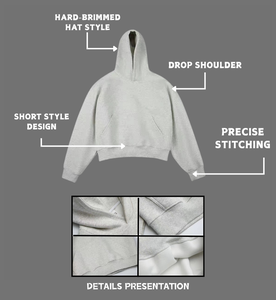 SEEK Sudadera con Capucha Corta Personalizada al por Mayor, 450GSM, de Alto Gramaje, con Capucha Cruzada, Corte Holgado, Bolsillo Canguro, Estilo Urbano, OEM ODM - Product Image 3