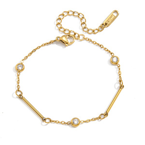 Pulsera Geométrica de Circonita con Piedras Redondas Blancas Engastadas en Bisel, Joyería Unisex - Product Image 5