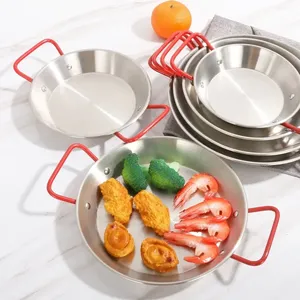 Poêle à paella en acier inoxydable, double poignée, fond plat, antiadhésif, <span class=keywords><strong>plateau</strong></span> <span class=keywords><strong>de</strong></span> cuisson pour <span class=keywords><strong>fruits</strong></span> <span class=keywords><strong>de</strong></span> <span class=keywords><strong>mer</strong></span>, plat <span class=keywords><strong>de</strong></span> service pour fêtes - Product Image 5