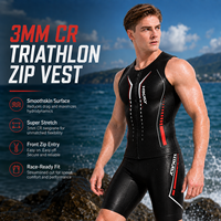 Gilet de Nage Homme 3mm Sans Manches Zippé en Néoprène pour Triathlon – Haut Fluide, Flottabilité et Chaleur