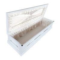 Ataúd Moderno de Madera Blanca Estilo Americano Directo de Fábrica con Interior de Lujo y Asas de Madera Sólida para Entierro