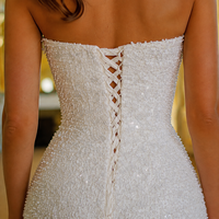 Robes de mariée courtes de luxe, robe de mariée perlée sans bretelles, mini-robe à sequins et franges pour réception, robe grande taille pour la mariée