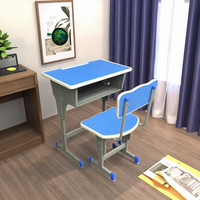Ensemble de bureau et chaise d'écolier personnalisable en métal, design sud-ouest, 1 tiroir, hauteur réglable, écologique et durable