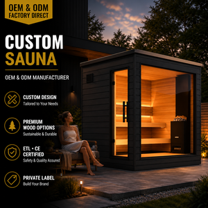 HG Custom 2-4 Person Outdoor Cube Canadian Hemlock <b>Red</b> Cedar Wooden Room with Panoramic Glass for Home Garden - Product Image 1