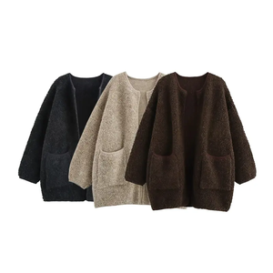 Women’s Loose Fit Knit Pullover <b>Cardigan</b> <b>Sweater</b> with Pockets Solid Color Casual Winter Wear - Product Image 5