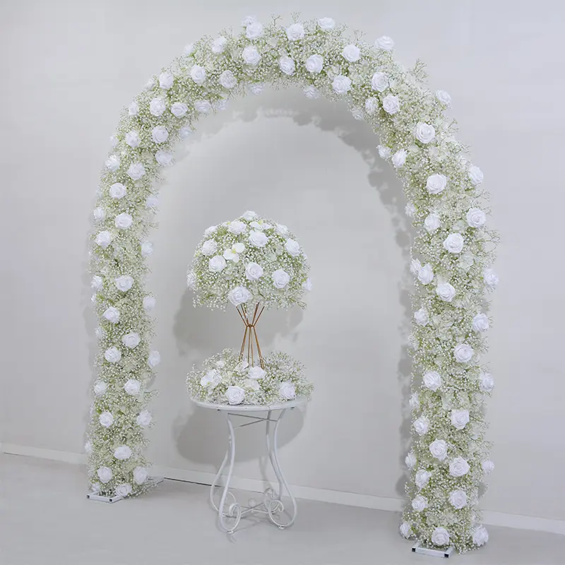 מכירה טוב כדור פרח ורד מלאכותי לשולחן מרכזי קשת פרח חתונה לבן נשימה לתינוק פרח מלאכותי לעיצוב חתונה