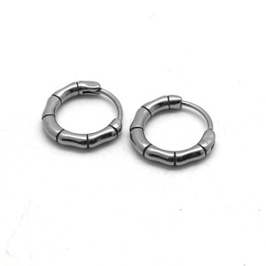 Pendientes de Aro de Acero de Titanio con Diseño de Nudo de Bambú, Acero Inoxidable 316, Joyería de Moda para Hombre y Mujer, Cierre Fácil, Estilo Geométrico - Product Image 1
