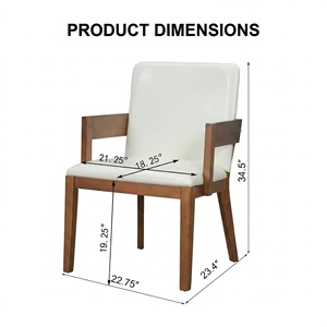 Ensemble de 2 chaises de salle à manger modernes en bois noir et cuir PU blanc brillant avec dossier, pour la maison, le bureau et l'hôtel - Product Image 6