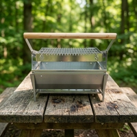 Portable 360 ° Barbecue rotatif au charbon de bois avec panier rotatif, barbecue de table pour le camping, les sorties en plein air et les aventures en extérieur