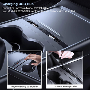 Pour <span class=keywords><strong>Tesla</strong></span> Model Y Juniper 2021-2023, console centrale rétractable, hub USB, chargeur <span class=keywords><strong>de</strong></span> téléphone Model 3, station <span class=keywords><strong>de</strong></span> charge rapide - Product Image 5