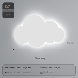 Lámpara de pared LED para interiores, forma de nube, luces de pared decorativas para niños, para habitación de niños, dormitorio, sala de estar, decoración del hogar - Product Image 1