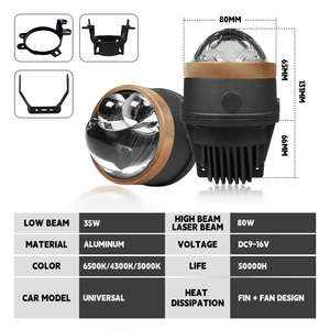 3 इंच का तीन लेजर फॉग लैंप बिफोकल प्रोजेक्टर लेंस 12 वी 170 डब्ल्यू लेजर एलईडी प्रोजेक्टर लेंस - Product Image 3