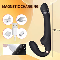 Vibromasseur Strap-on sans Sangle à 10 Vitesses, Double Vibration pour Femme, Jouet Sexuel Adulte pour Femme et Couple, Masseur Anal et de Prostate