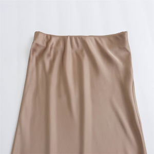 ZATRHMBM Falda <span class=keywords><strong>Midi</strong></span> de Satén Multicolor para Mujer Nueva Moda Otoño 2025 Falda Vintage de Corte A y Cintura Alta para Mujer - Product Image 4