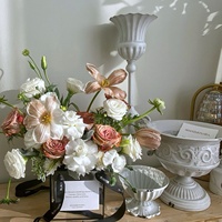Pots de fleurs américains rétro d'extérieur, ensemble de vases en métal blanc bourgeon vintage pour fleurs de centre de table