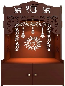 Wooden Home Temple with Door MDF Pooja <strong>Mandir</strong> with Drawer for Home, Office DIY Floor Standing <strong>Mandir</strong> - Product Image 6
