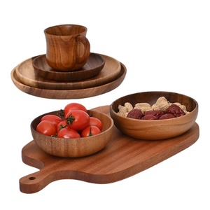 Vendita all'ingrosso calda in legno piatti da portata riutilizzabili per insalata di legno ciotole in legno naturale per uso domestico Hotel utensili da cucina - Product Image 2