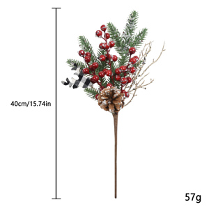 Ramas de Árbol de Navidad Artificiales Hechas a Mano con Bayas Rojas, Piñas y Acebo - Decoraciones de Invierno para Interiores - Product Image 2