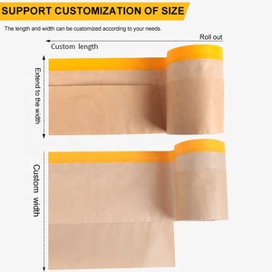 UJANG Eco-Friendly Pre Taped Kraft <strong>Masking</strong> <strong>Paper</strong> for Automotive Painting Car Construction Surface Protection Kraft <strong>Paper</strong> Film - Product Image 4