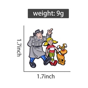 Broches de Personajes de Dibujos Animados Personalizados, <span class=keywords><strong>Papá</strong></span> e Hija Caminando Juntos con el Perro, Pines de Esmalte, Pines de Solapa, Regalo Divertido para Amigos - Product Image 3