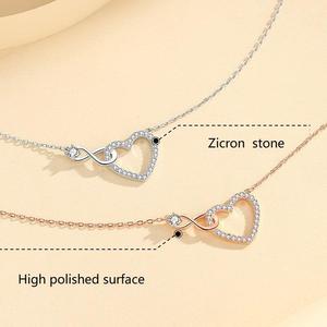 Wholesale High Quality Ribbon Charm <b>Infinity</b> Love Knot Heart Crystal Necklace Jewelry for Women - Product Image 4
